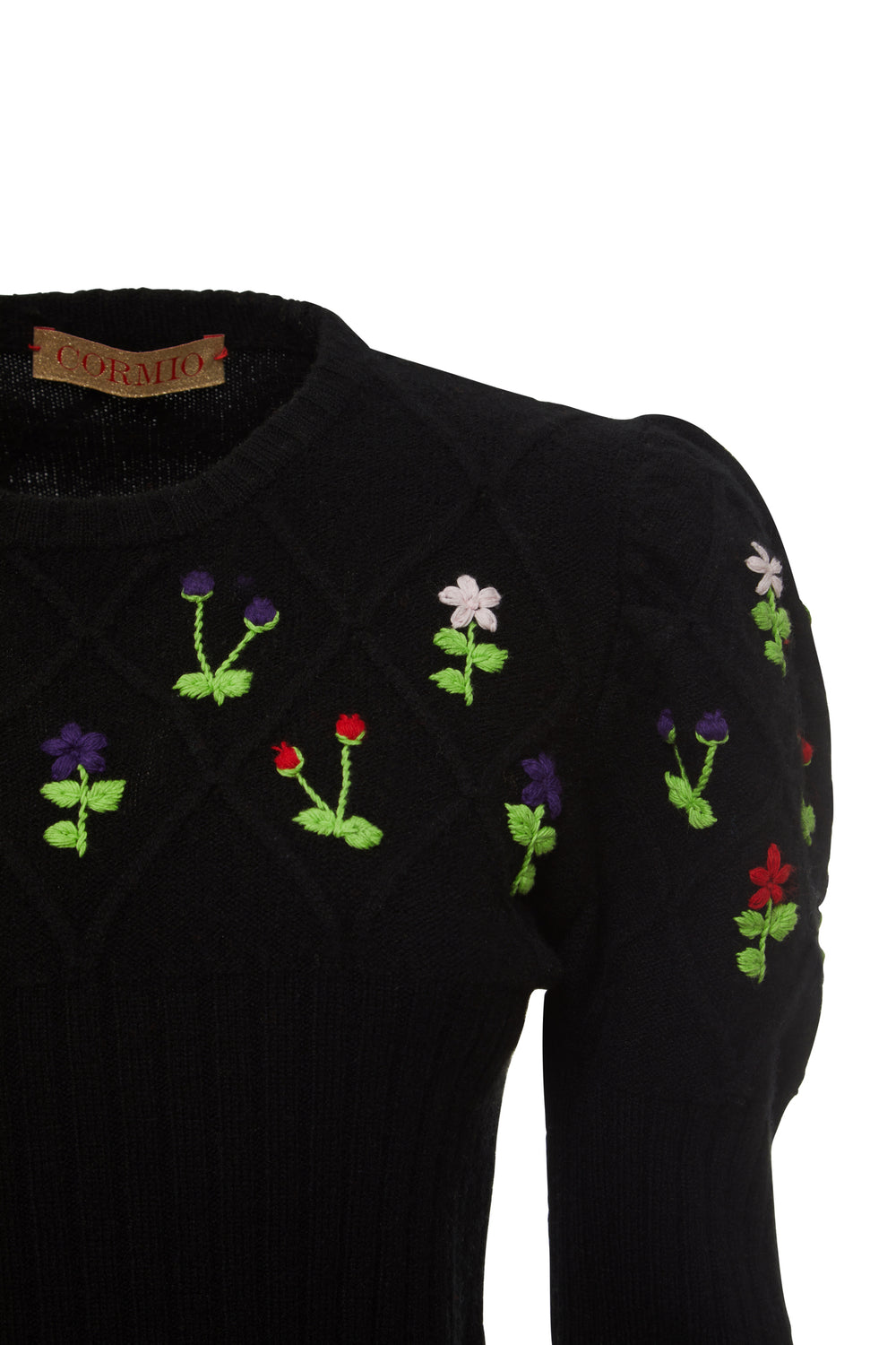 CREWNECK OMA SWEATER WITH HAND EMBROIDERIES